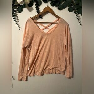 La Vie En Rose Blush Long Sleeve Crisscross Top